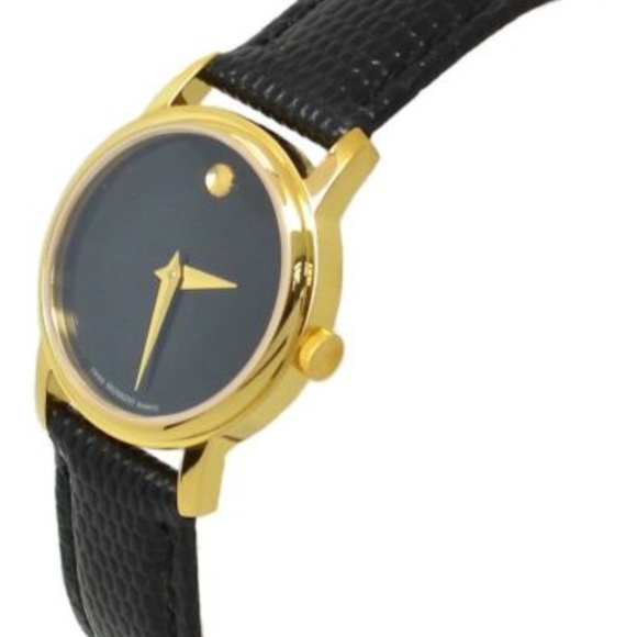 Movado Museum Black Dial Gold Leather Womens Watch - Picture 2 of 3